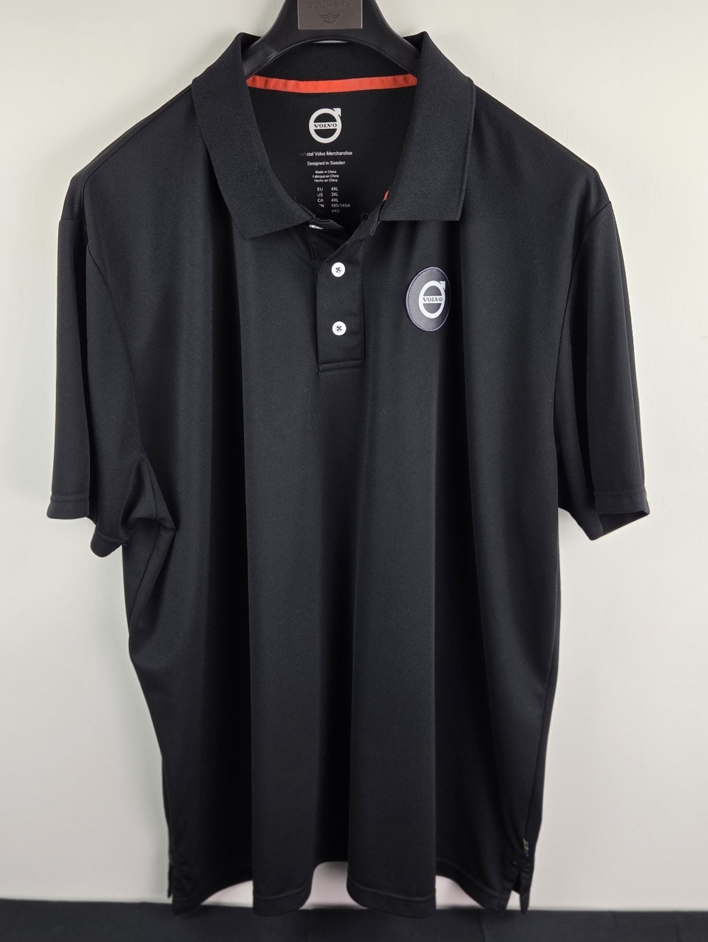 Volvo Shirt Mens 3XL Black Short Sleeve Polo Solid Stretch Chest Logo